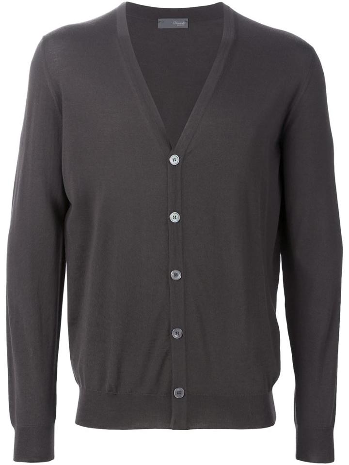 Drumohr V-neck Cardigan, Men's, Size: 54, Brown, Merino