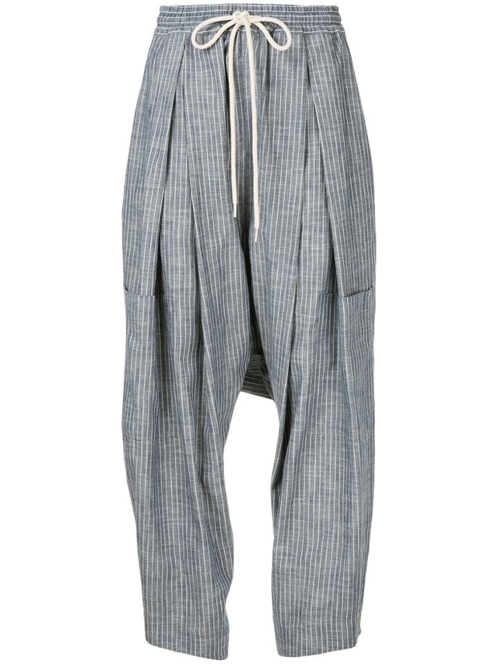 Bassike Striped Drop Crotch Trousers - Blue