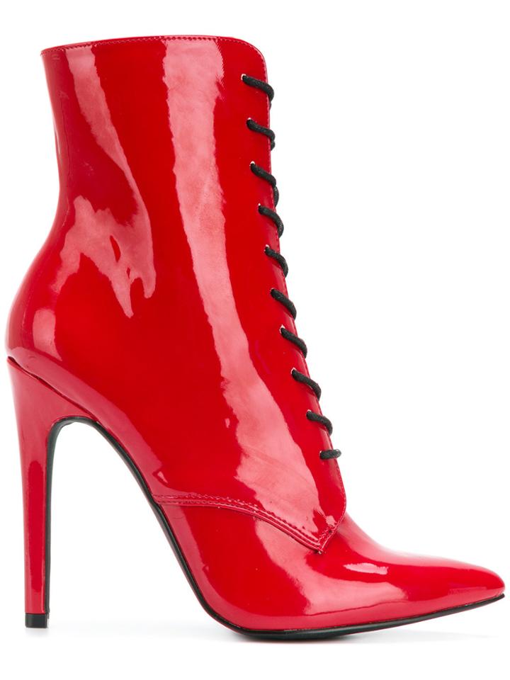 Danielle Guizio Pointed Toe Lace-up Boots - Red