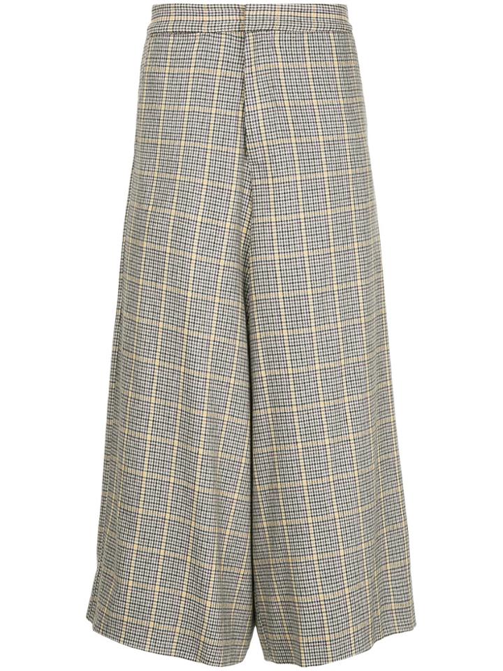 Bassike Checked Wide Leg Trousers - Multicolour