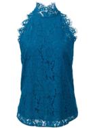 Diane Von Furstenberg Floral Lace Tank, Women's, Size: Large, Blue, Cotton/polyimide/viscose