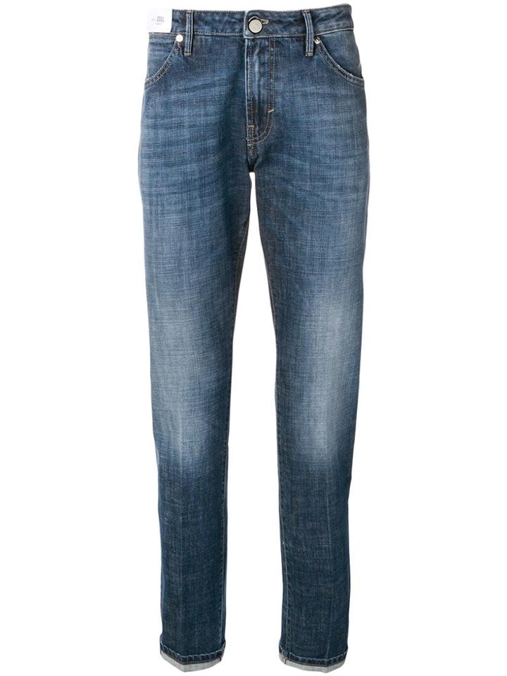 Pt05 Faded Straight Leg Jeans - Blue