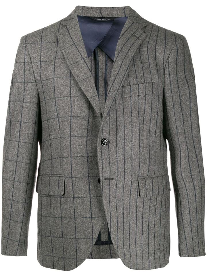Lc23 Check Striped Single-breasted Blazer - Grey
