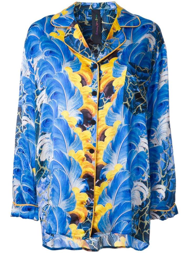 Romance Was Born 'rococo Plume' Pyjama Shirt, Women's, Size: 8, Blue, Silk