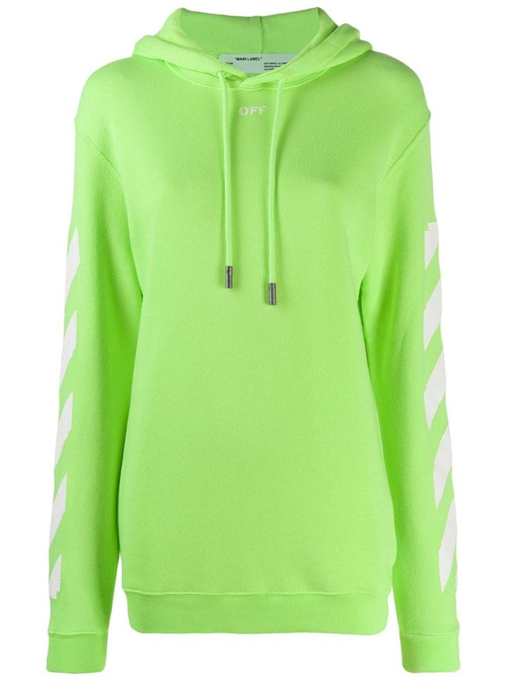 Off-white Diagonal Stripe Hoodie - Green