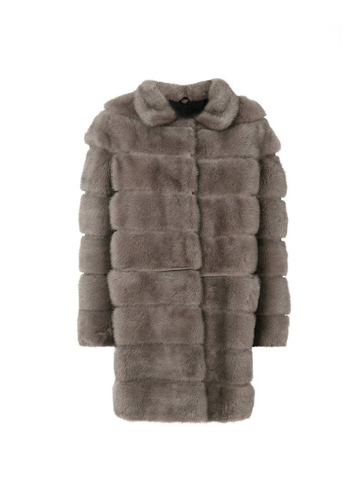 Simonetta Ravizza - Oversized Coat - Women - Silk/mink Fur - 46, Grey, Silk/mink Fur