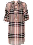 Burberry - Checked Shift Dress - Women - Cotton - 8, Pink, Cotton