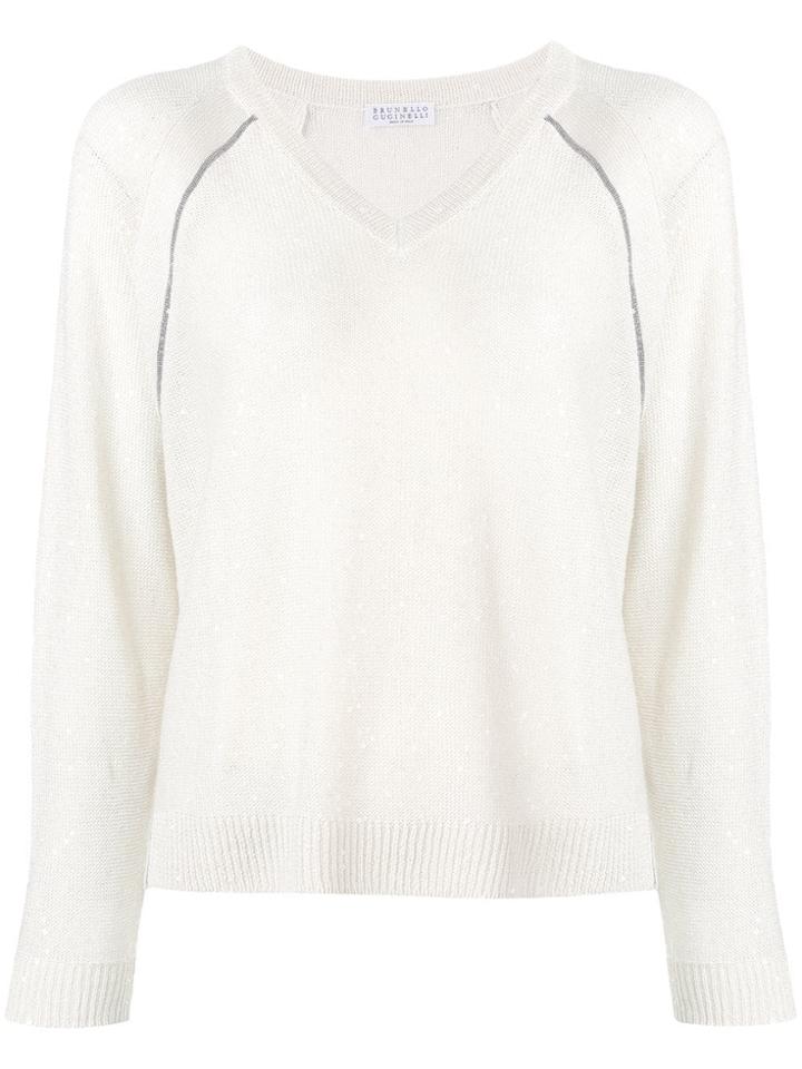 Brunello Cucinelli Sequinned Knitted Jumper - Neutrals