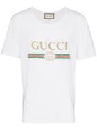 Gucci Logo Printed Crew Neck Cotton T-shirt - White