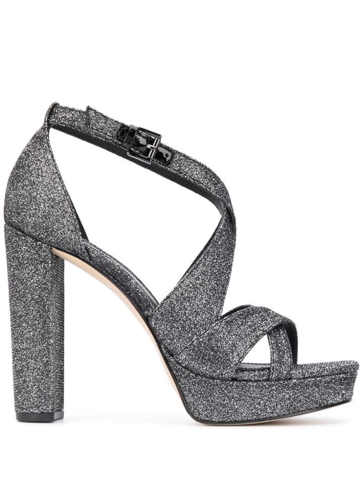 Michael Michael Kors Lorene Glitter Platform Sandals - Black