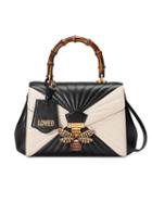Gucci Black White Queen Margaret Leather Tote Bag