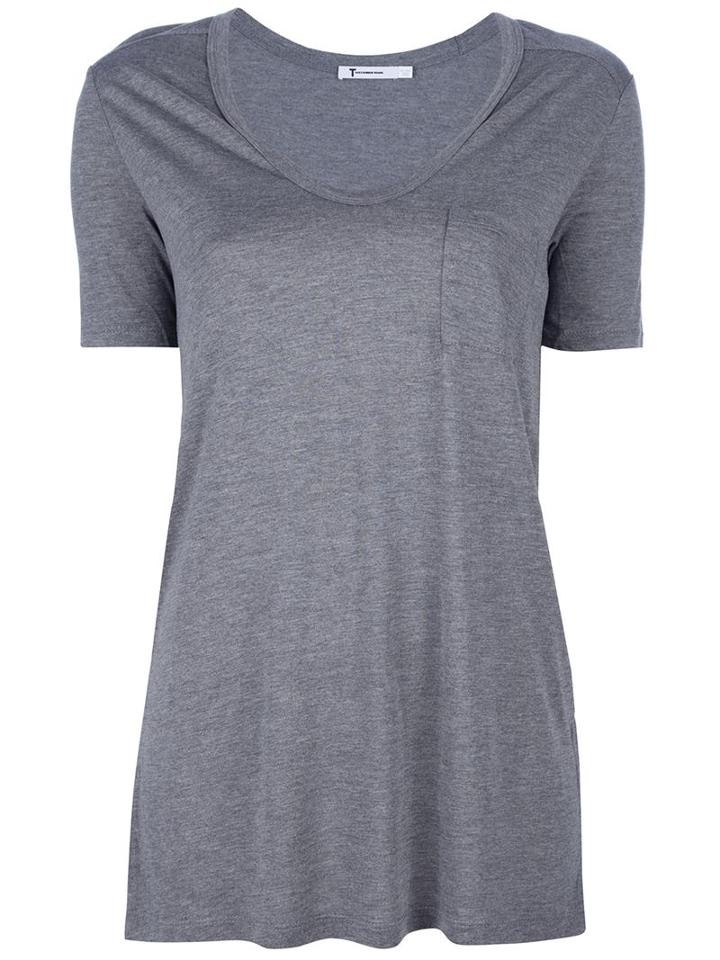 T By Alexander Wang Scoop Neck T-shirt, Women's, Size: Small, Grey, Cotton
