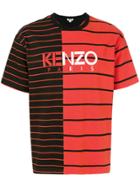 Kenzo Colour-block Striped Logo T-shirt - Red