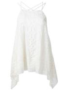 Alice+olivia Crochet Detailing Layered Blouse, Women's, Size: Large, White, Nylon/polyester/spandex/elastane