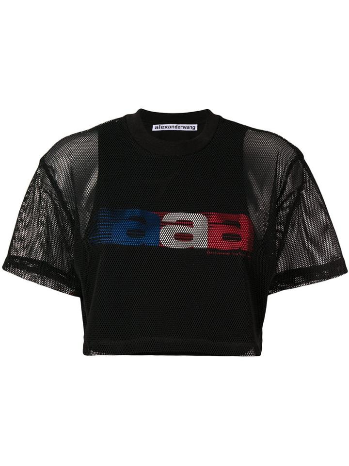 Alexander Wang Aaa Mesh Cropped T-shirt - Black