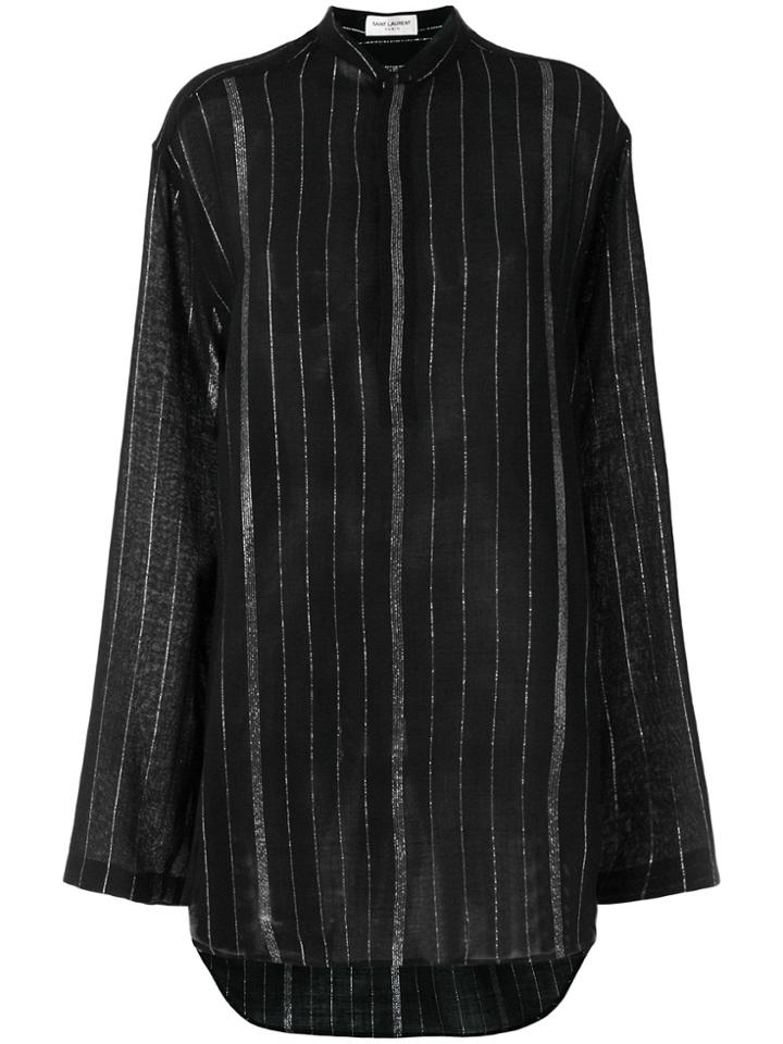 Saint Laurent Striped Shirt Dress - Black