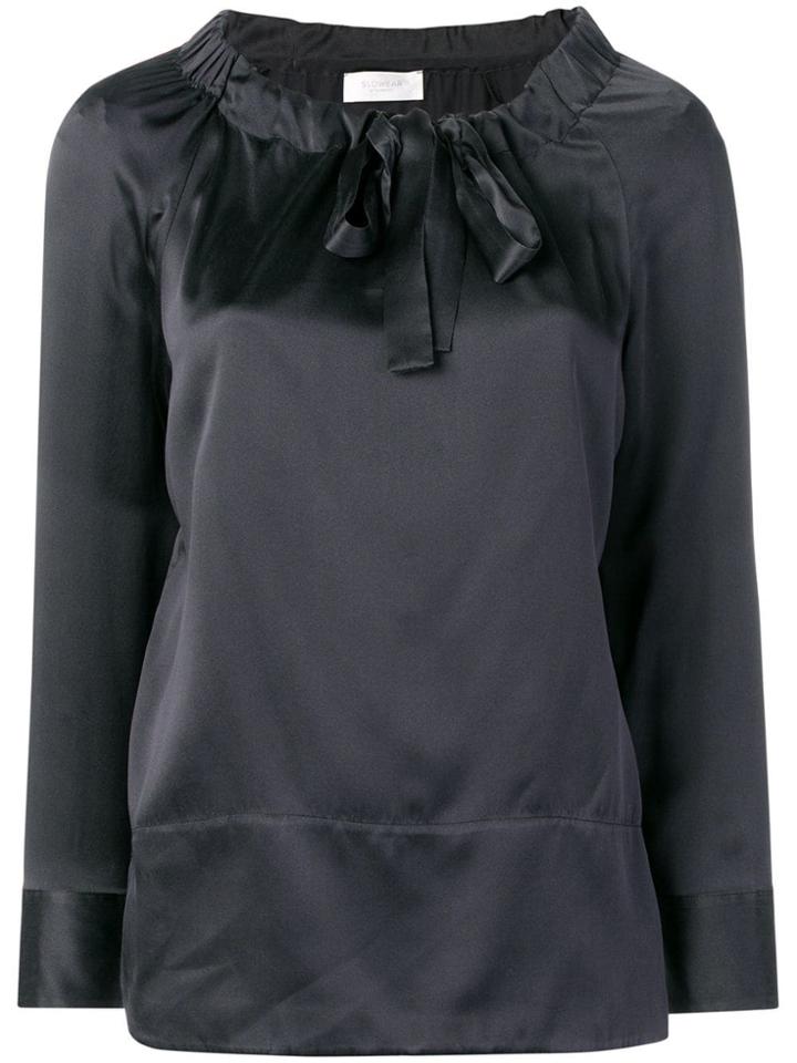 Glanshirt Drawstring Neck Blouse - Blue