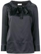 Glanshirt Drawstring Neck Blouse - Blue