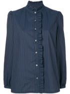 A.p.c. Ruched Trim Striped Shirt - Blue