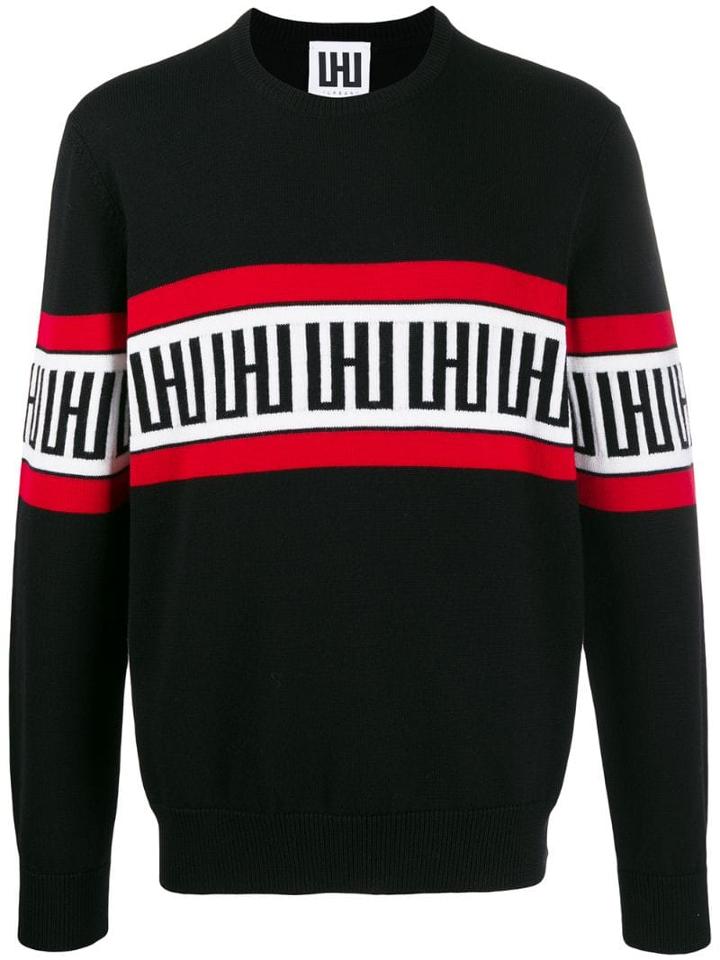 Les Hommes Urban Logo Panel Knit Jumper - Black