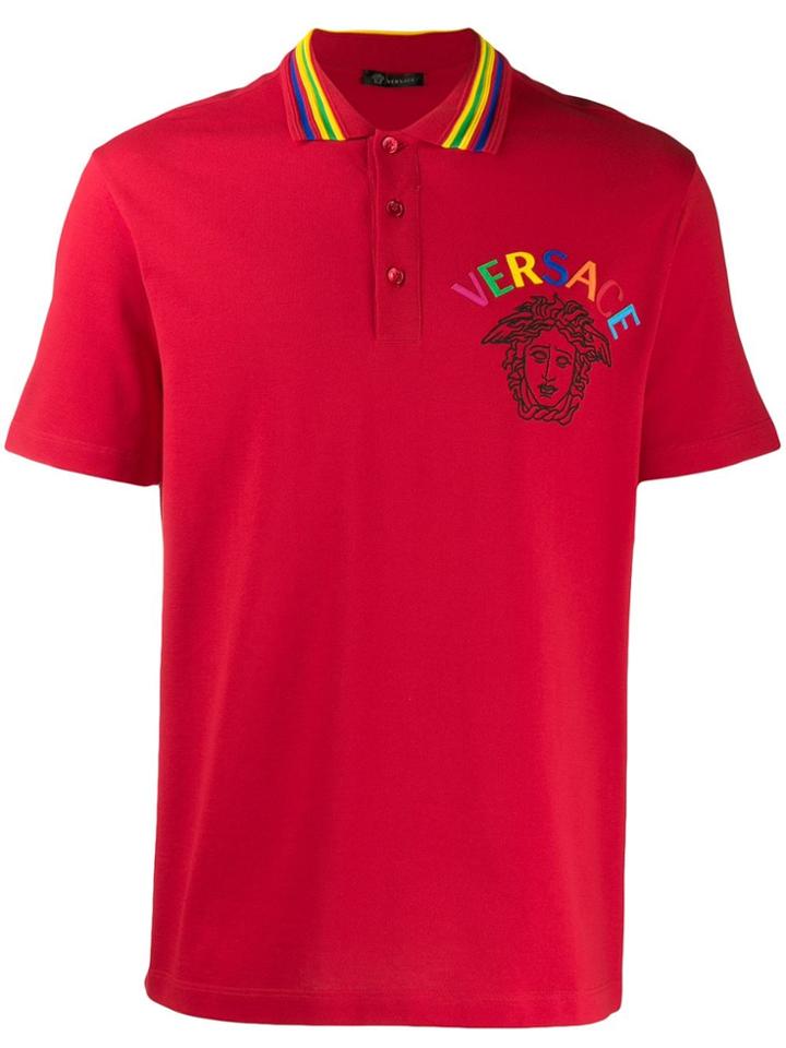Versace Multicoloured Medusa Logo Polo Shirt