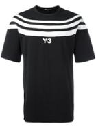 Y-3 Striped Chest T-shirt, Men's, Size: Medium, Black, Cotton