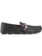 Gucci Driver Shoes With Sylvie Web Buckles - Black