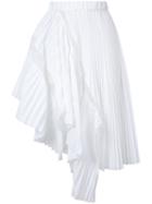 Sacai Asymmetric Pleated Skirt, Women's, Size: 2, White, Cupro/cotton/polyester