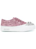 Miu Miu Crystal Glitter Sneakers - Pink & Purple