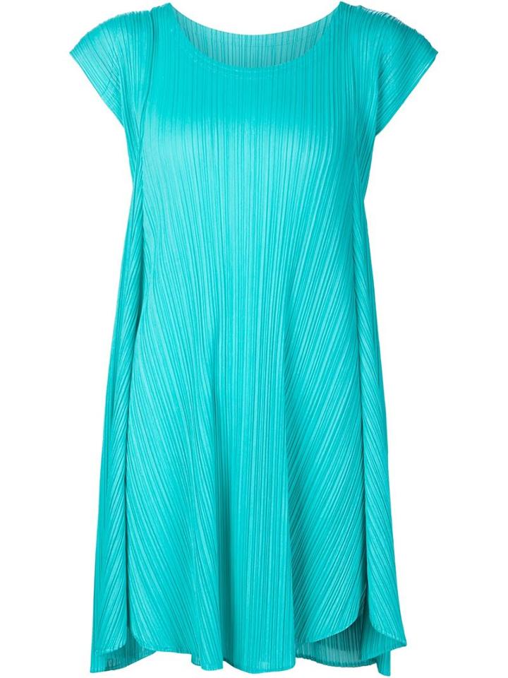 Pleats Please By Issey Miyake Pleated Shift Dress, Women's, Size: 3, Blue, Polyester