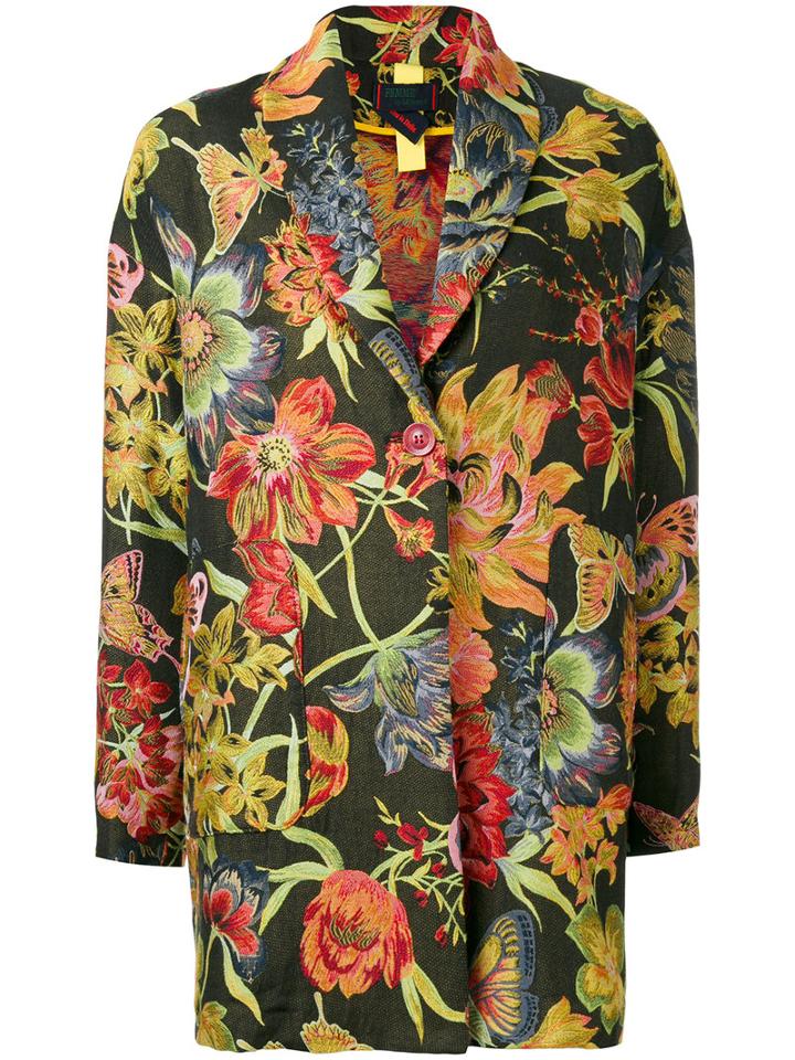 History Repeats Oversized Floral Blazer, Women's, Size: 44, Black, Cotton/polyester