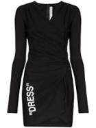 Off-white Ruched Quote Print Dress - Black