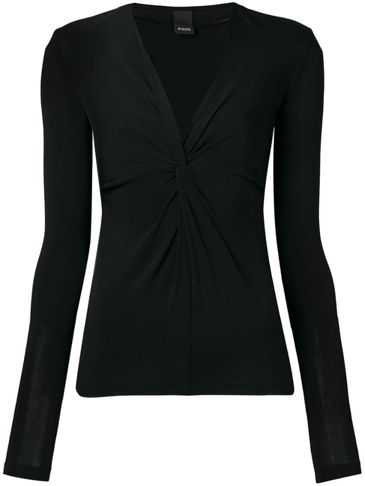 Pinko Wrap Jersey Top - Black