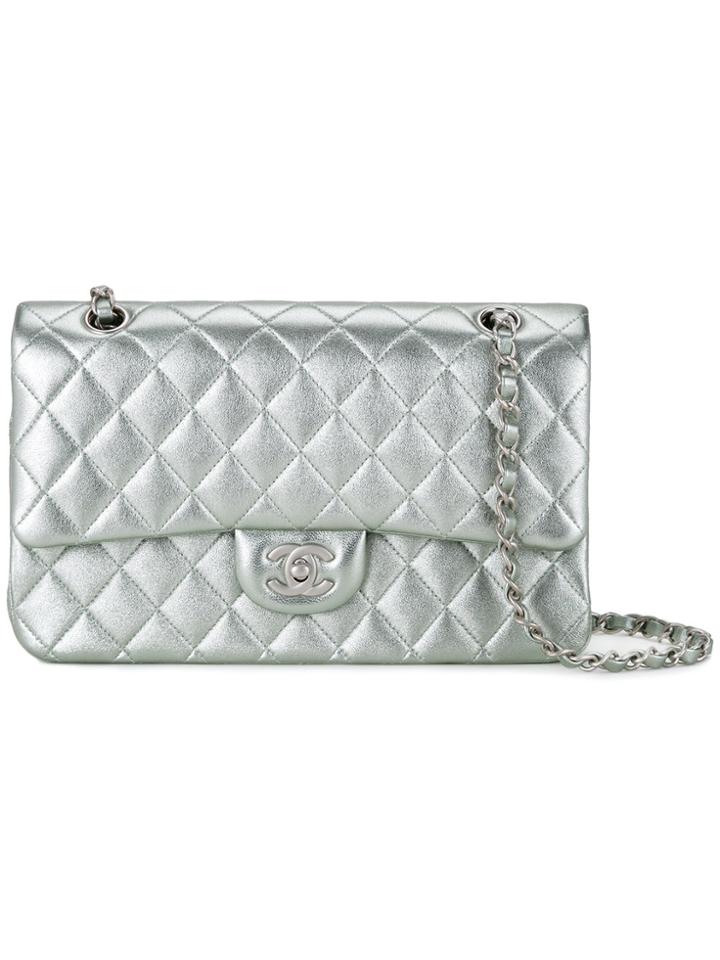 Chanel Vintage Quilted Cc Double Metallic Shoulder Bag