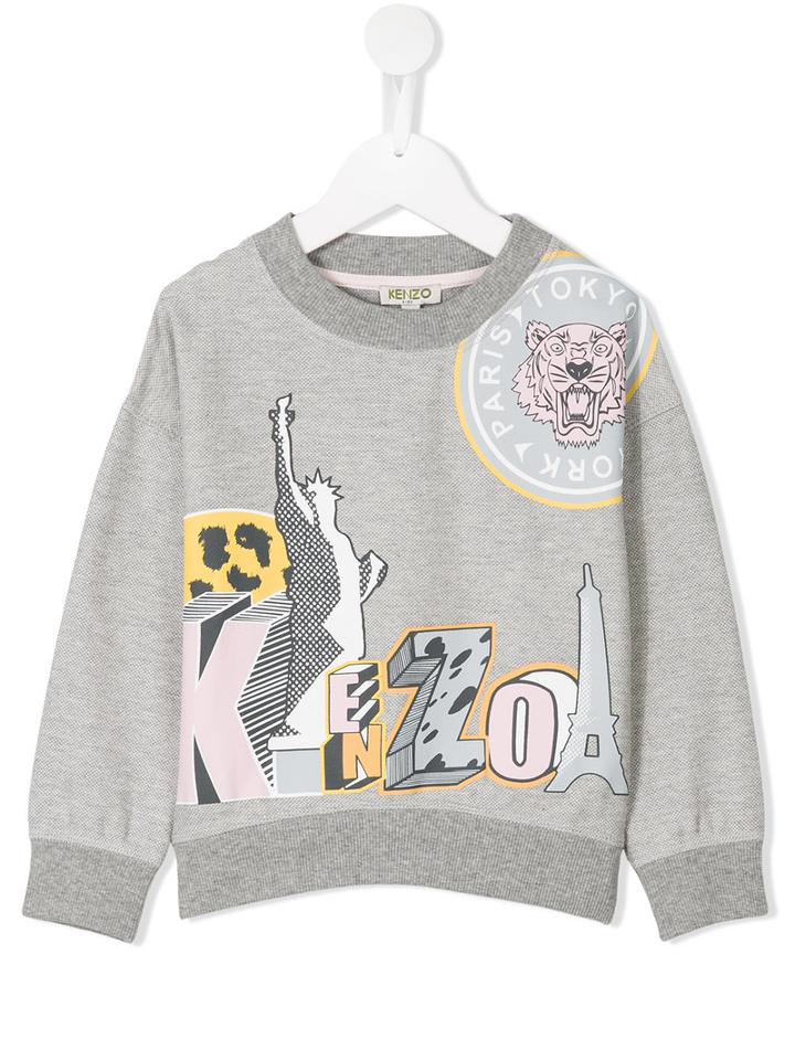Kenzo Kids Logo Print Sweatshirt, Toddler Girl's, Size: 2 Yrs, Grey