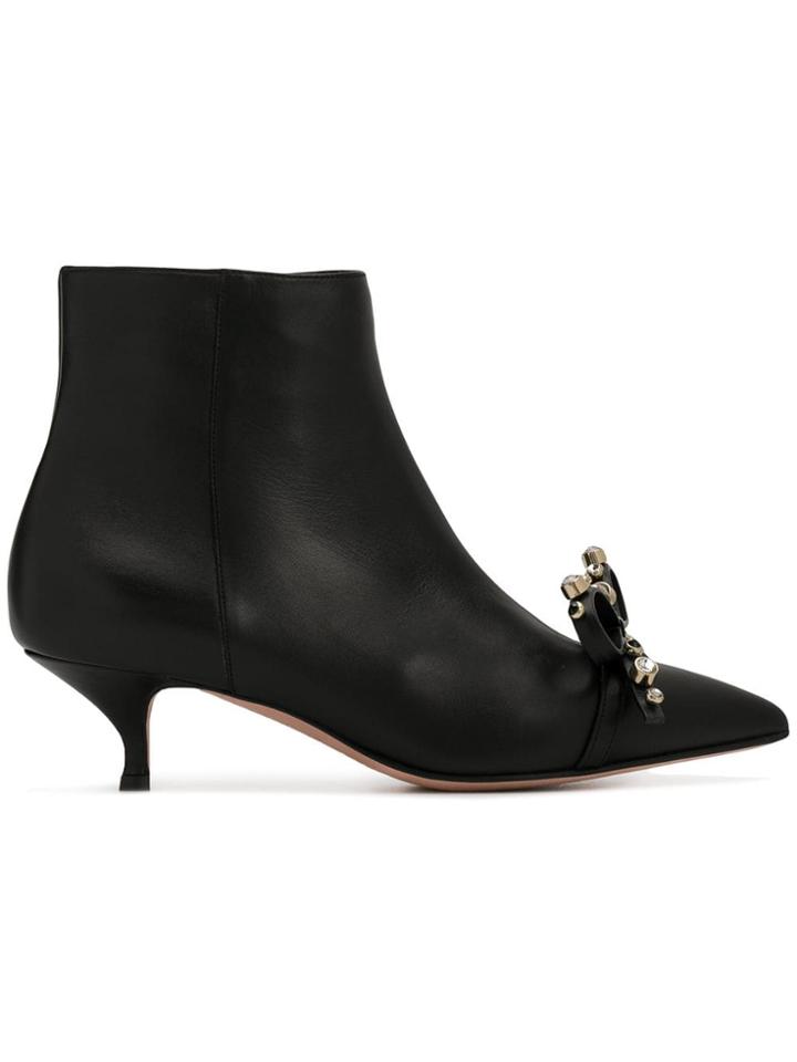 Red Valentino Red(v) Pointed Toe Ankle Boots - Black
