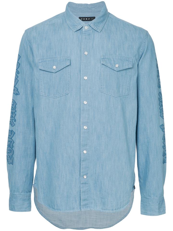 Roar Studded Pistol Denim Shirt - Blue