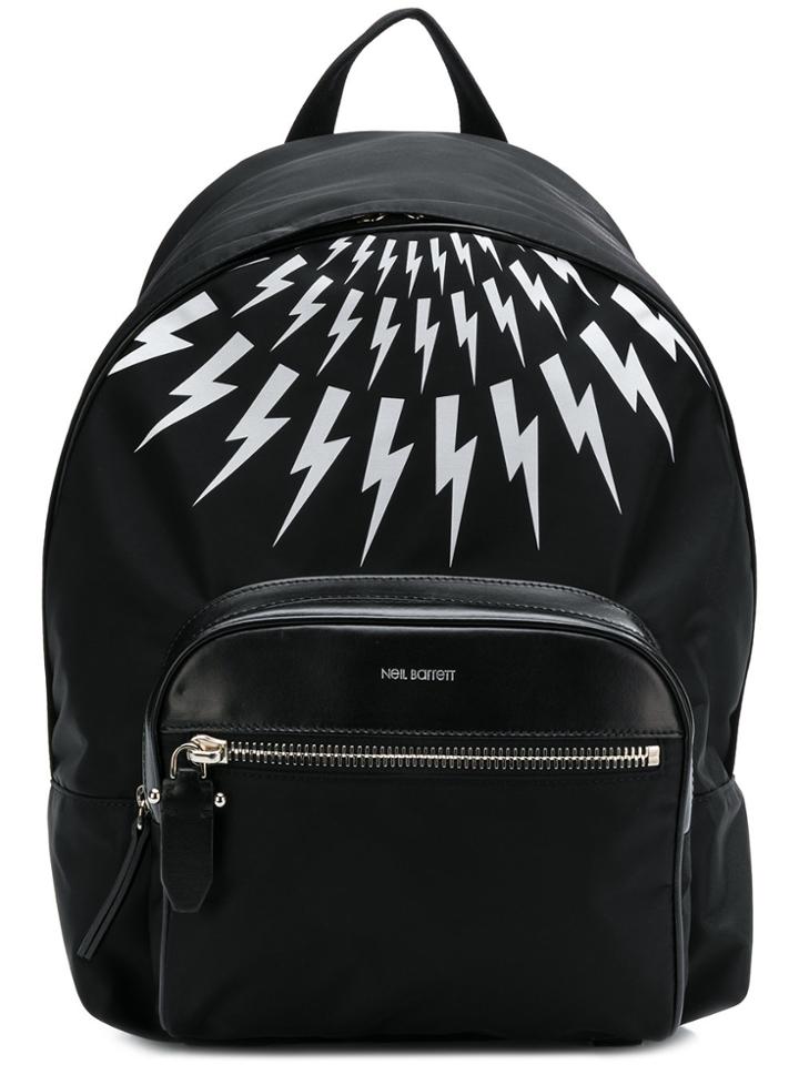 Neil Barrett Lightning Bolt Print Backpack - Black