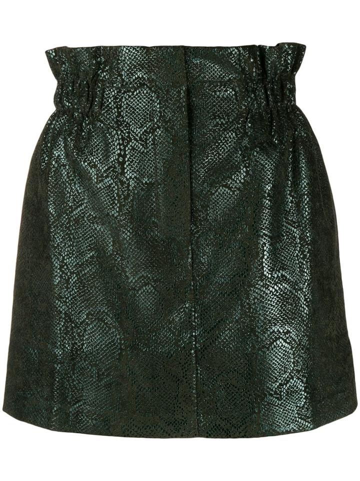8pm Snakeskin-effect High-rise Skirt - Green