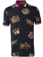 Dolce & Gabbana Crown Print Polo Shirt - Black