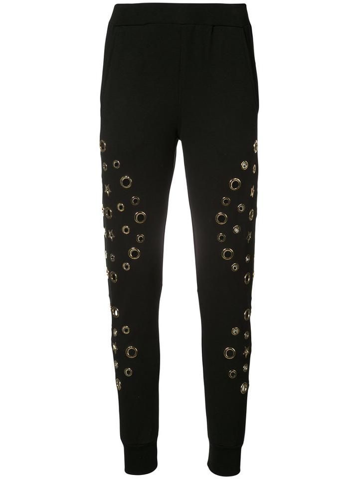 Philipp Plein - Stelle Track Pants - Women - Cotton/spandex/elastane - M, Black, Cotton/spandex/elastane