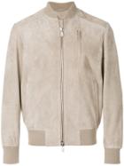 Eleventy Fitted Leather Bomber Jacket - Nude & Neutrals