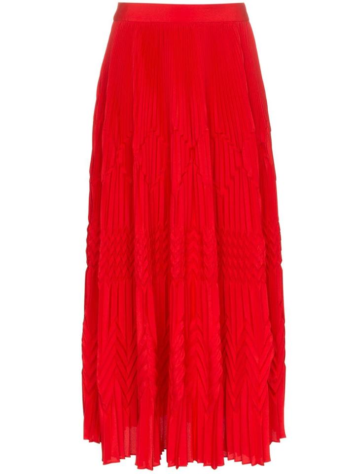 Givenchy High Waist Geometric Pleated Skirt - Red
