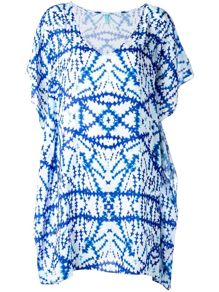 Sub Printed Beach Dress, Women's, White, Viscose