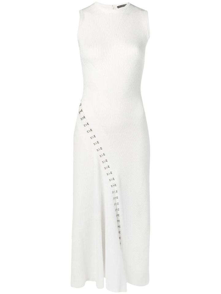 Alexander Mcqueen Ribbed-knit Midi Dress - White