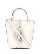 Tory Burch Logo Plaque Bucket Bag - White