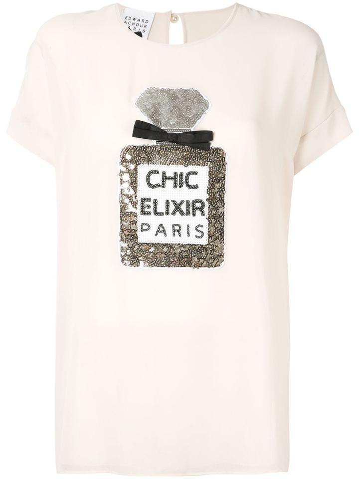 Edward Achour Paris Sequinned T-shirt - Do Not Use - Beige