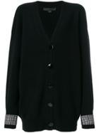 Alexander Wang Fine Knit Cardigan With Gem Embellished Cuffs - Black