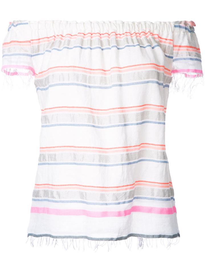 Lemlem Off Shoulders Striped Top, Size: Small, White, Cotton/acrylic