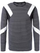 Neil Barrett Geometric Insert Striped Top, Men's, Size: Large, Blue, Cotton